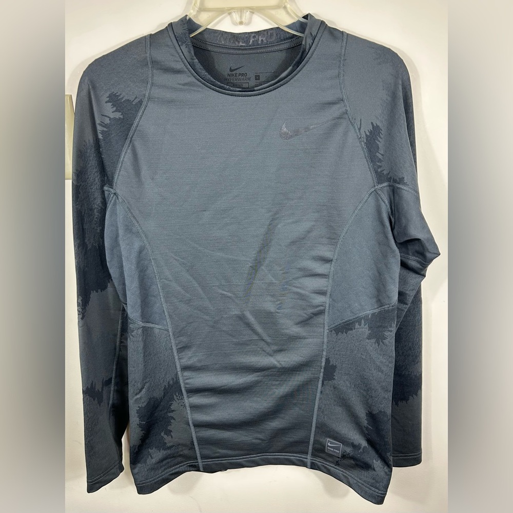 Nike Pro HyperWarm Shirt Men’s S Gray Long Sleeve Camouflage Fitted Activewear